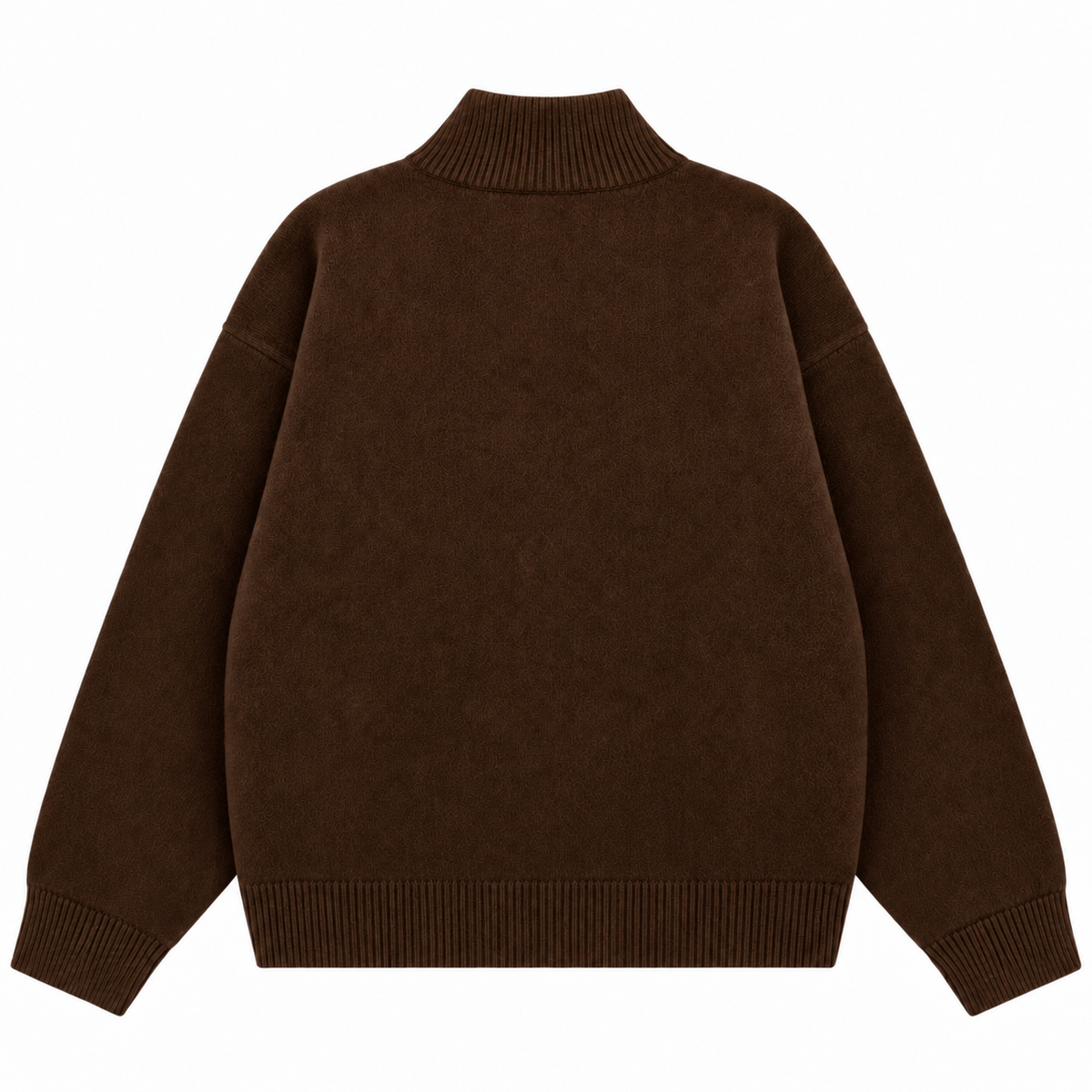 Sweat zippé en maille fluffy monogramme signature marron