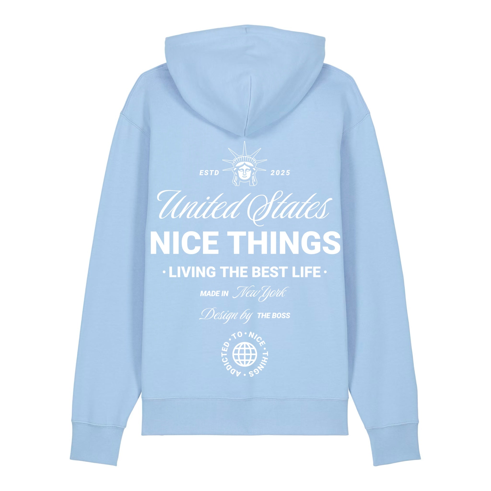 Sweat Capuche Light Blue – Nyc Héritage