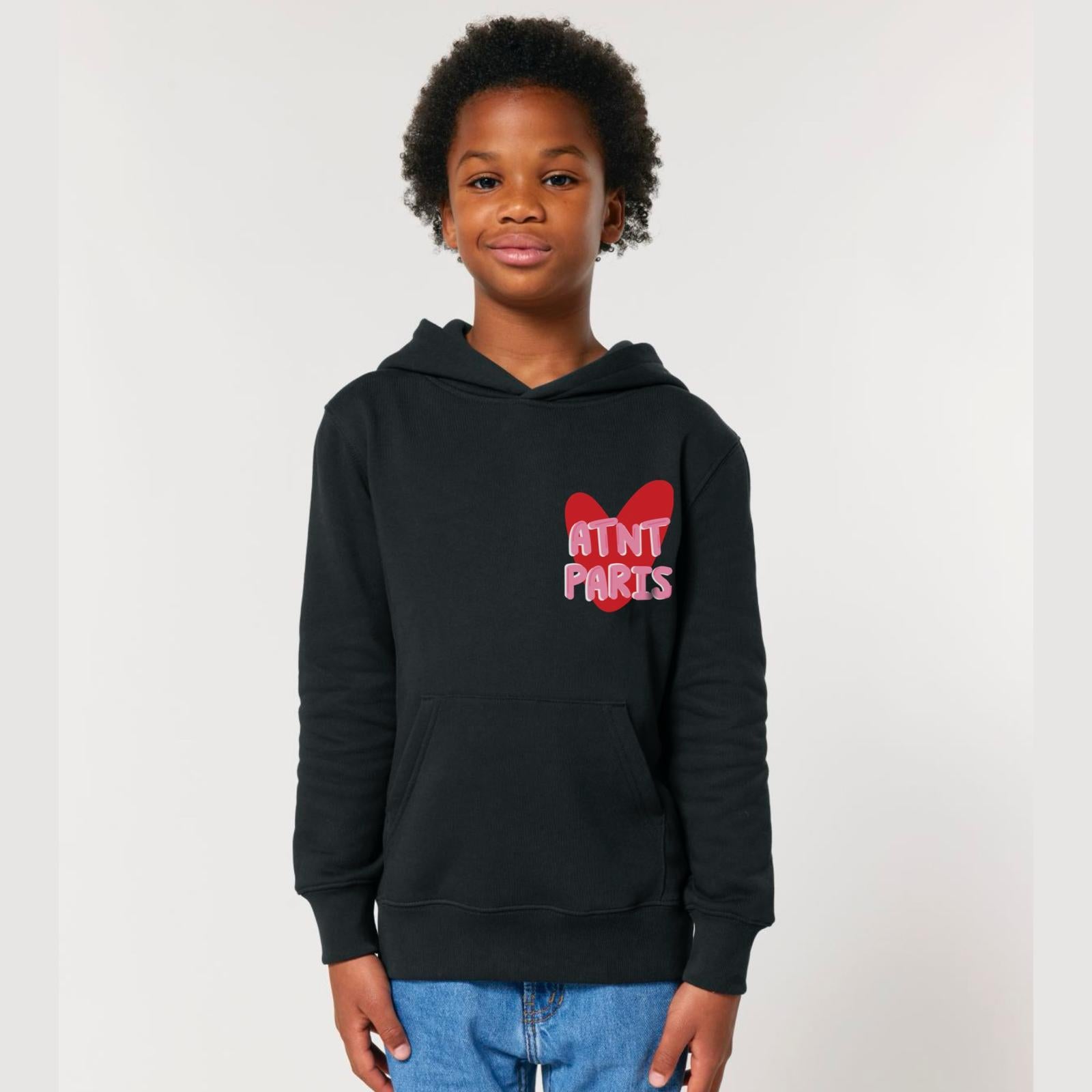 sweat capuche noir enfant trust love | atnt paris
