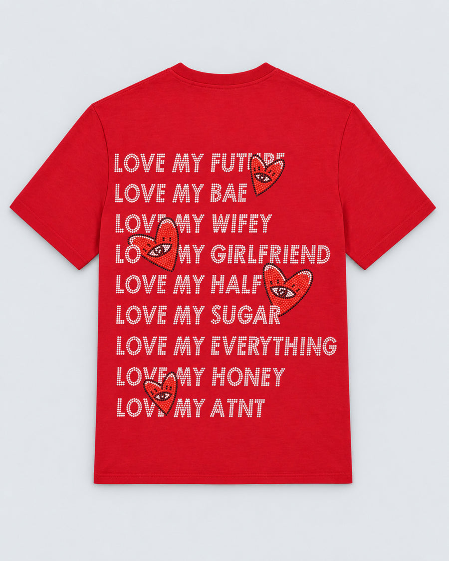 T-shirt Rouge unisexe Love heart Strass