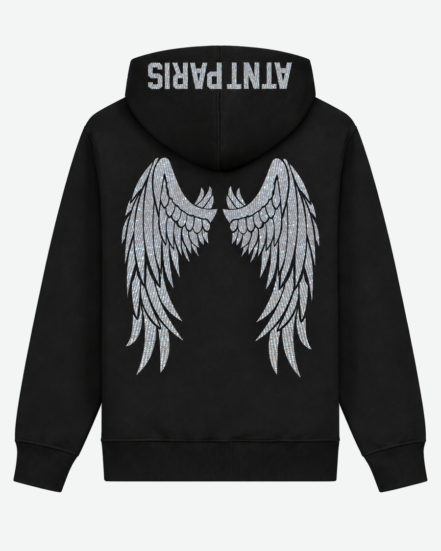 Sweat à Capuche Noir Dark Angel Strass