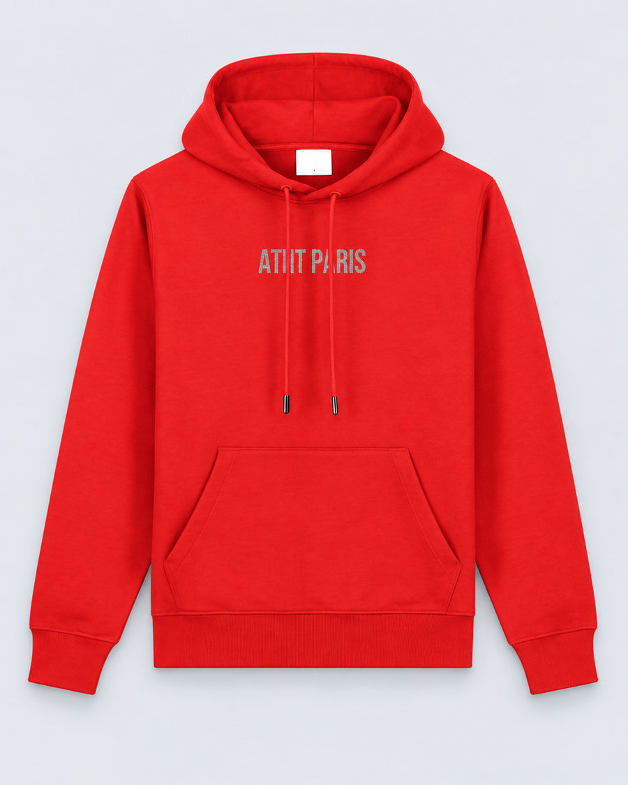 Sweat à Capuche Rouge Dark Angel Strass – ATNT Paris