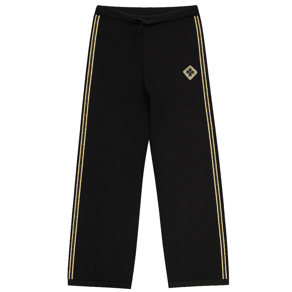 Pantalon de survêtement signature noir détail crochet ATNT PARIS, vue de face.