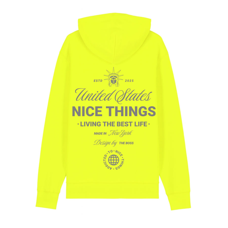 Sweat Capuche Jaune Fluo – NYC Héritage