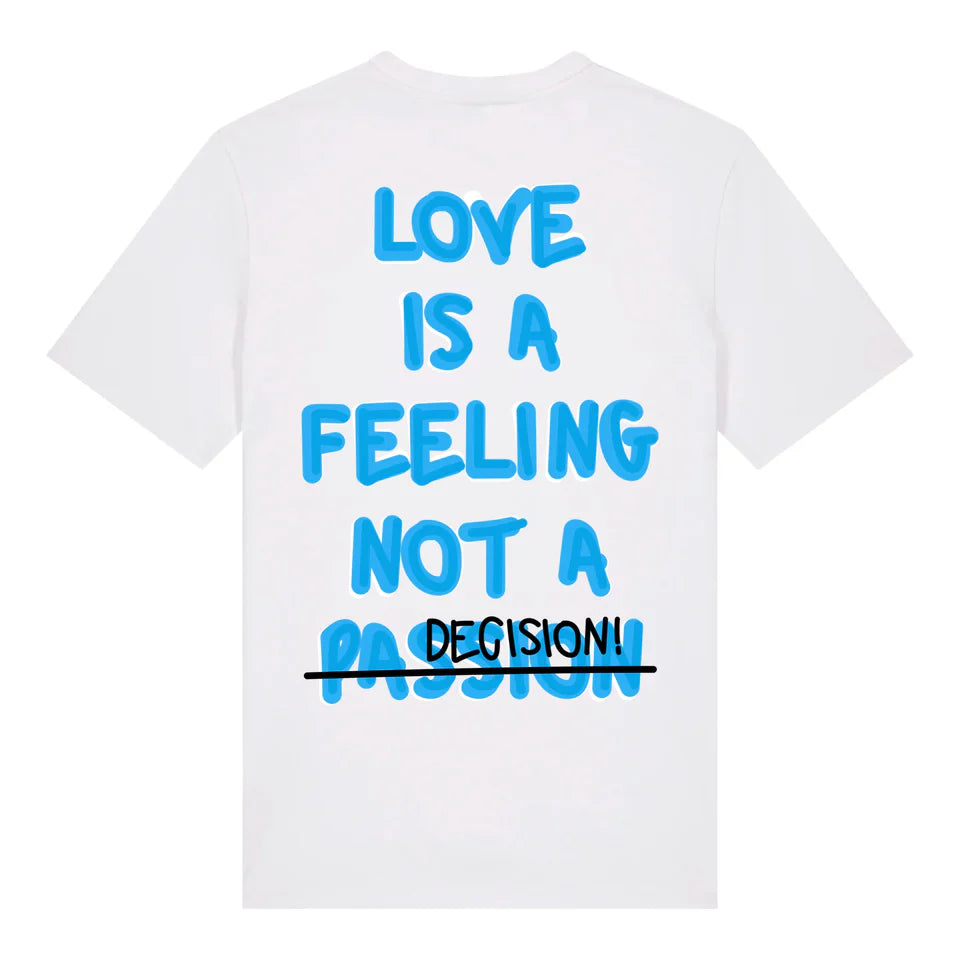 T-shirt blanc Love Is a Feeling ATNT PARIS, vue de dos.