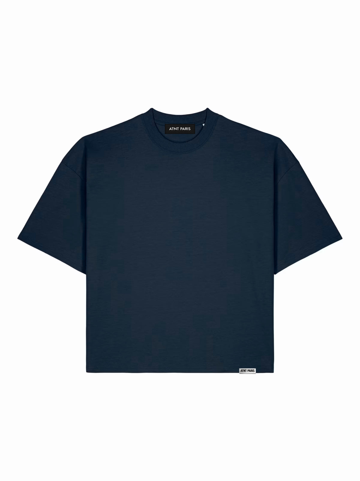 T-shirt boxy bleu marine my last f*ck is my biggest fan ATNT PARIS, vue de face.