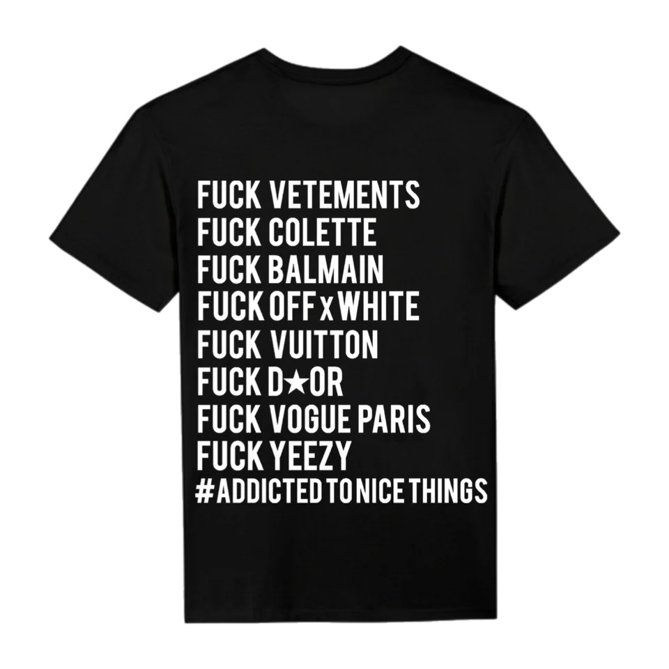 T-shirt unisexe fuck noir ATNT PARIS, vue de dos.