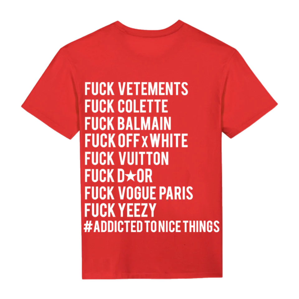 T-shirt unisexe fuck rouge ATNT PARIS, vue de dos.
