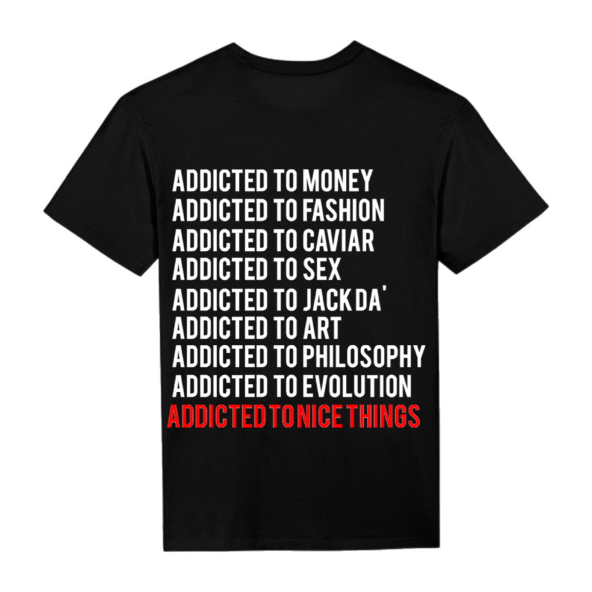 T-shirt unisexe noir addicted ATNT PARIS, vue de dos.