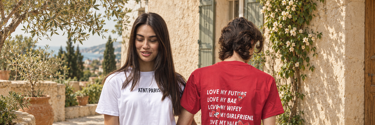Tee Shirt Unisexe ATNT Paris — panorama lifestyle, lumière naturelle chaude