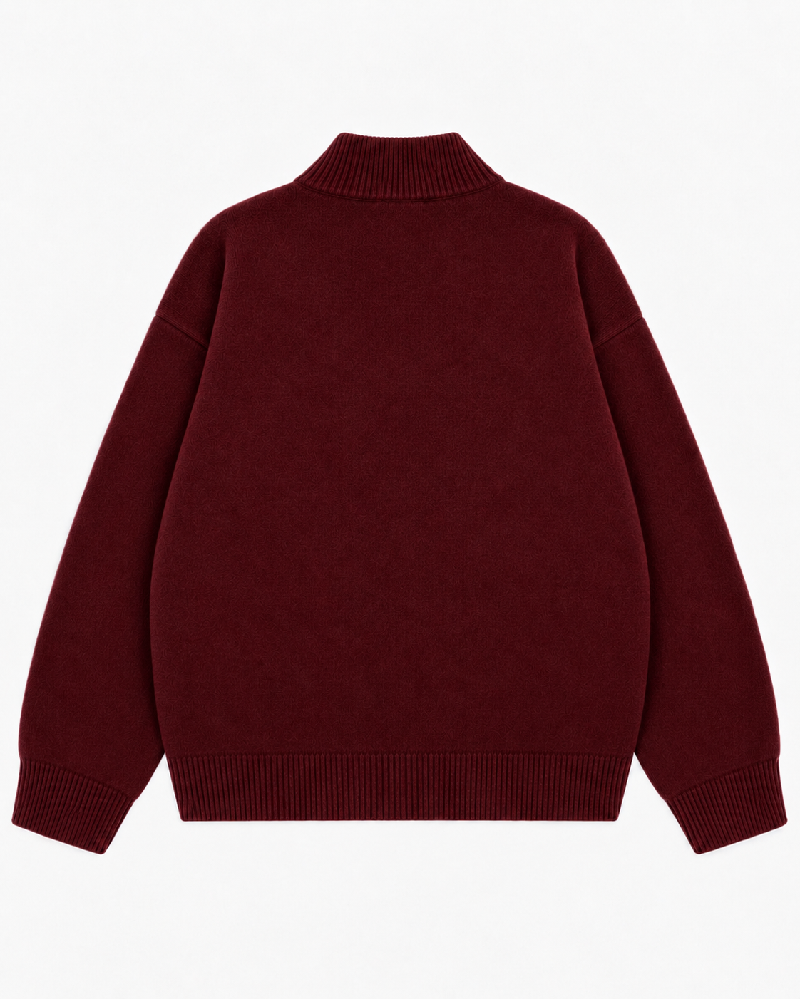 Sweat zippé en maille fluffy monogramme signature bordeaux