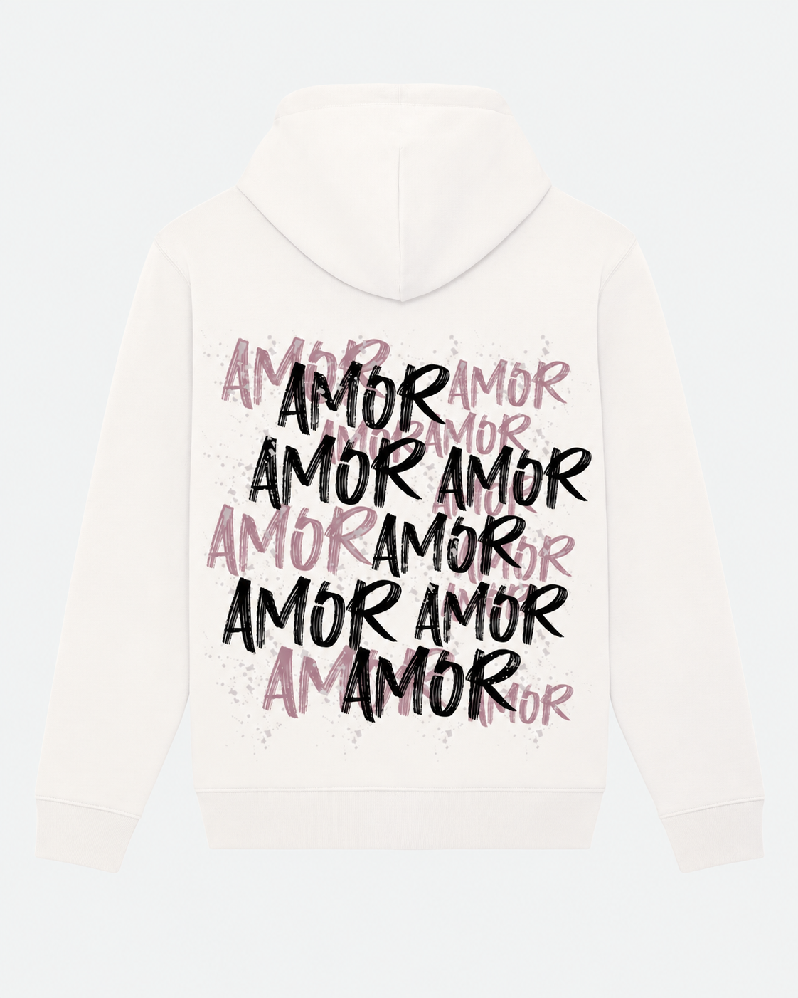 Sweat Capuche Blanc Amor ATNT PARIS — vue de dos sur fond gris clair.