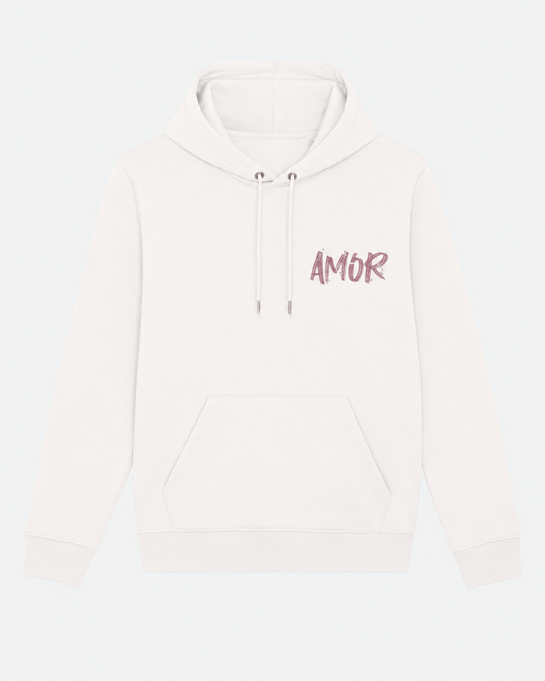 Sweat Capuche Blanc Amor ATNT PARIS — vue de face sur fond gris clair.