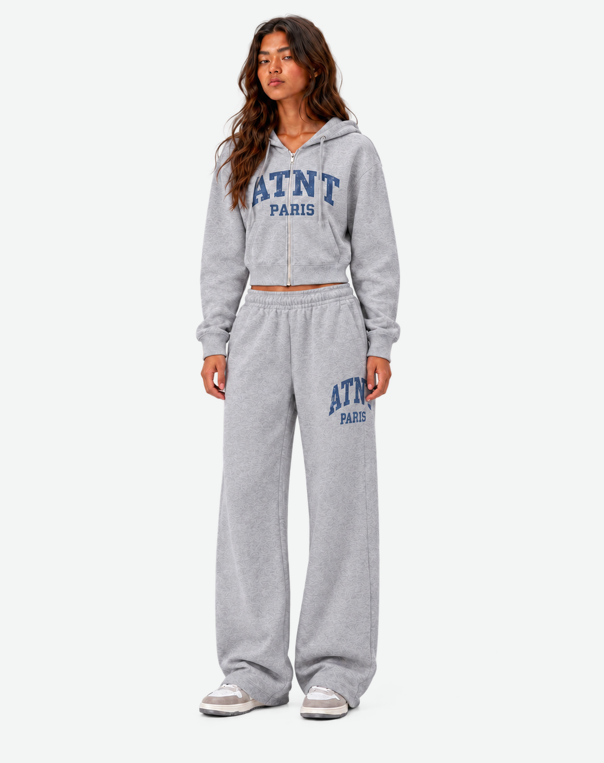 Jogging femme ATNT PARIS Heather Grey, vue de face, fond gris neutre