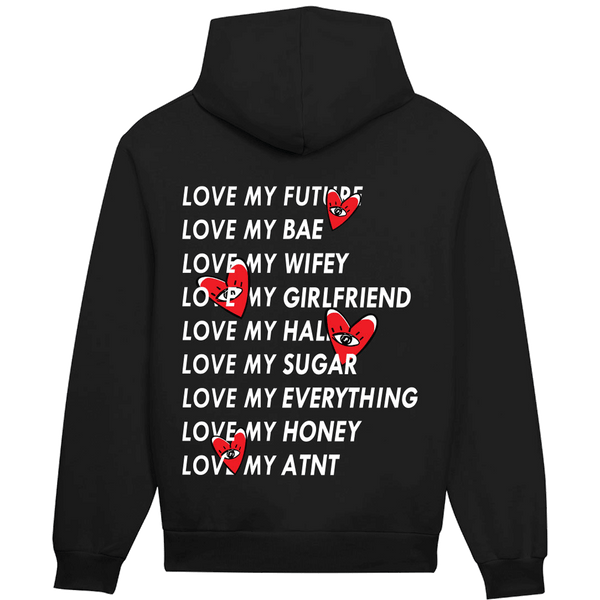 Sweat Capuche Noir Love Heart