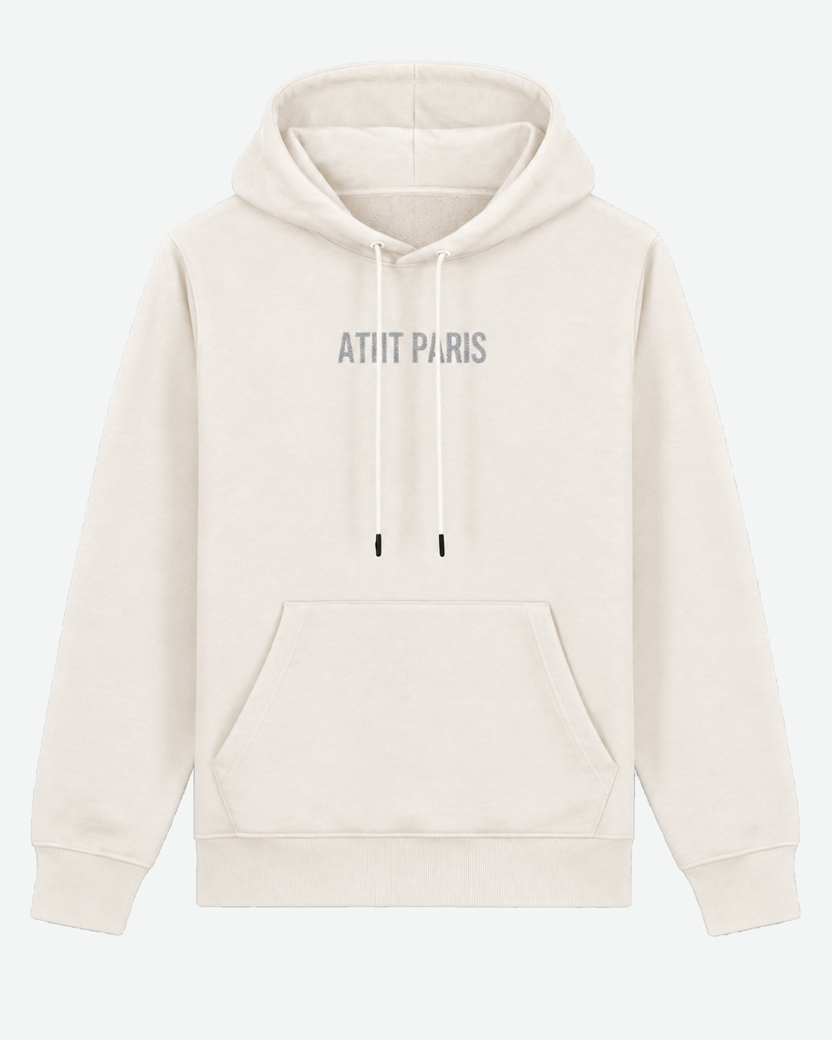 Sweat à Capuche Blanc Dark Angel Strass – ATNT Paris — vue de face, fond gris clair #F3F4F4