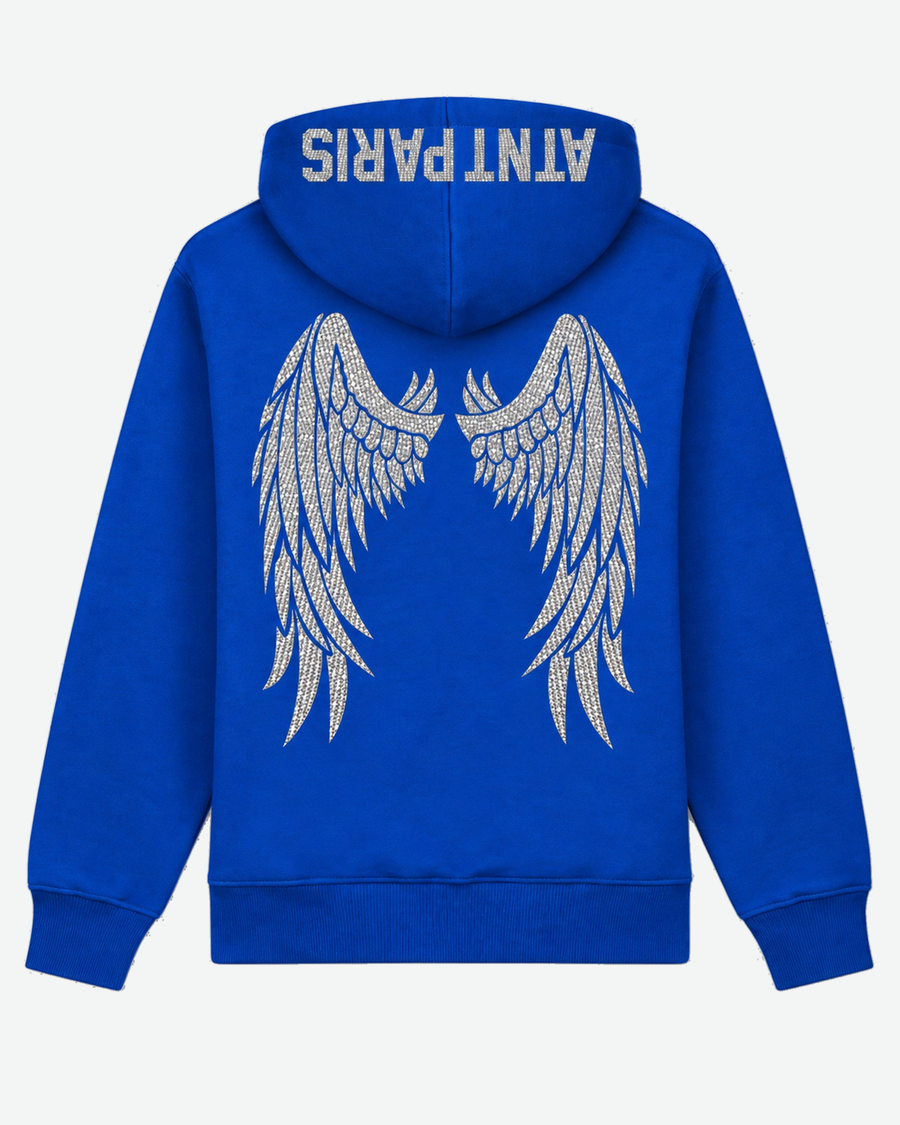 Sweat à Capuche Bleu Roi Dark Angel Strass ATNT Paris