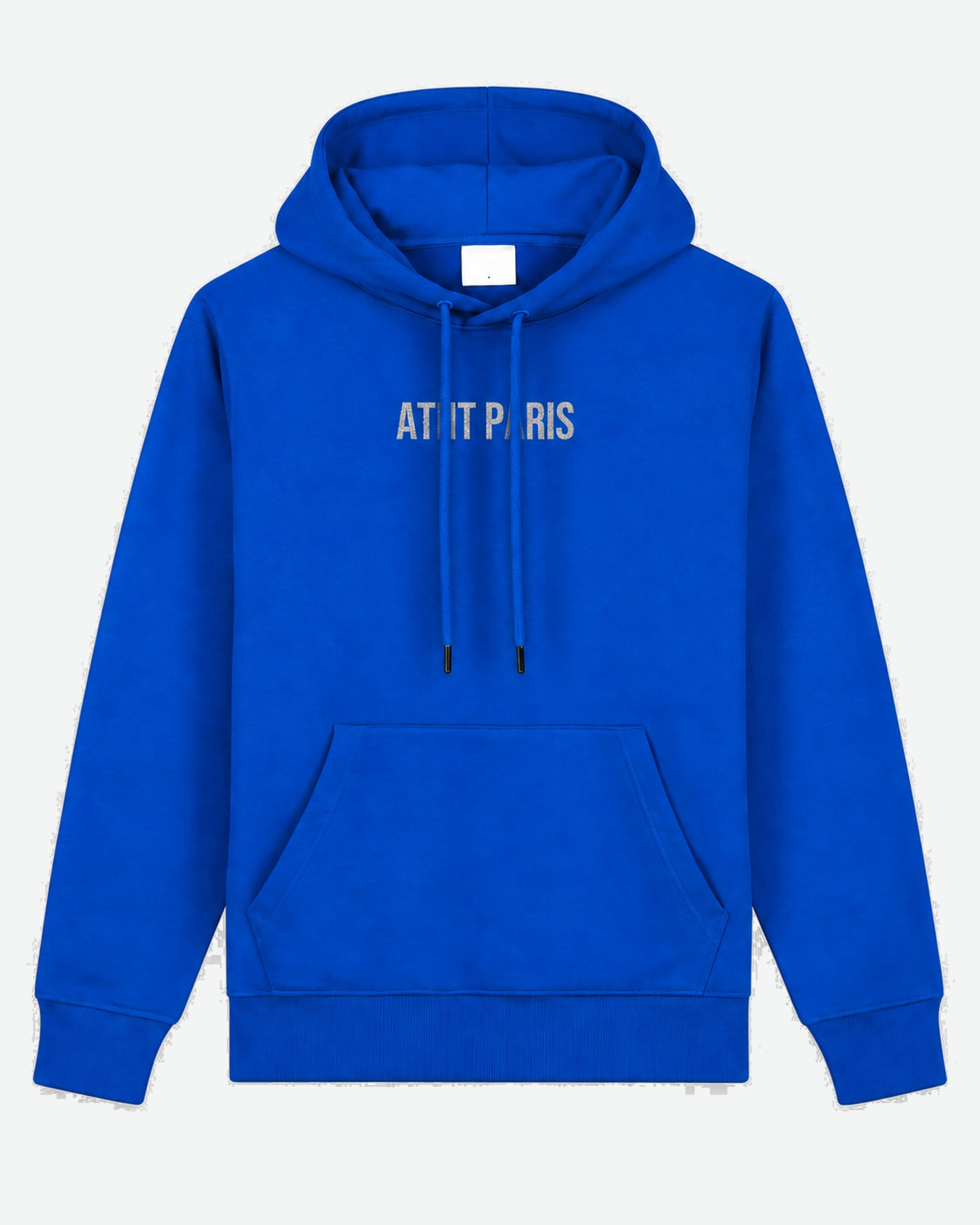 Sweat à Capuche Bleu Roi Dark Angel Strass – ATNT Paris — vue de face, fond gris clair #F3F4F4