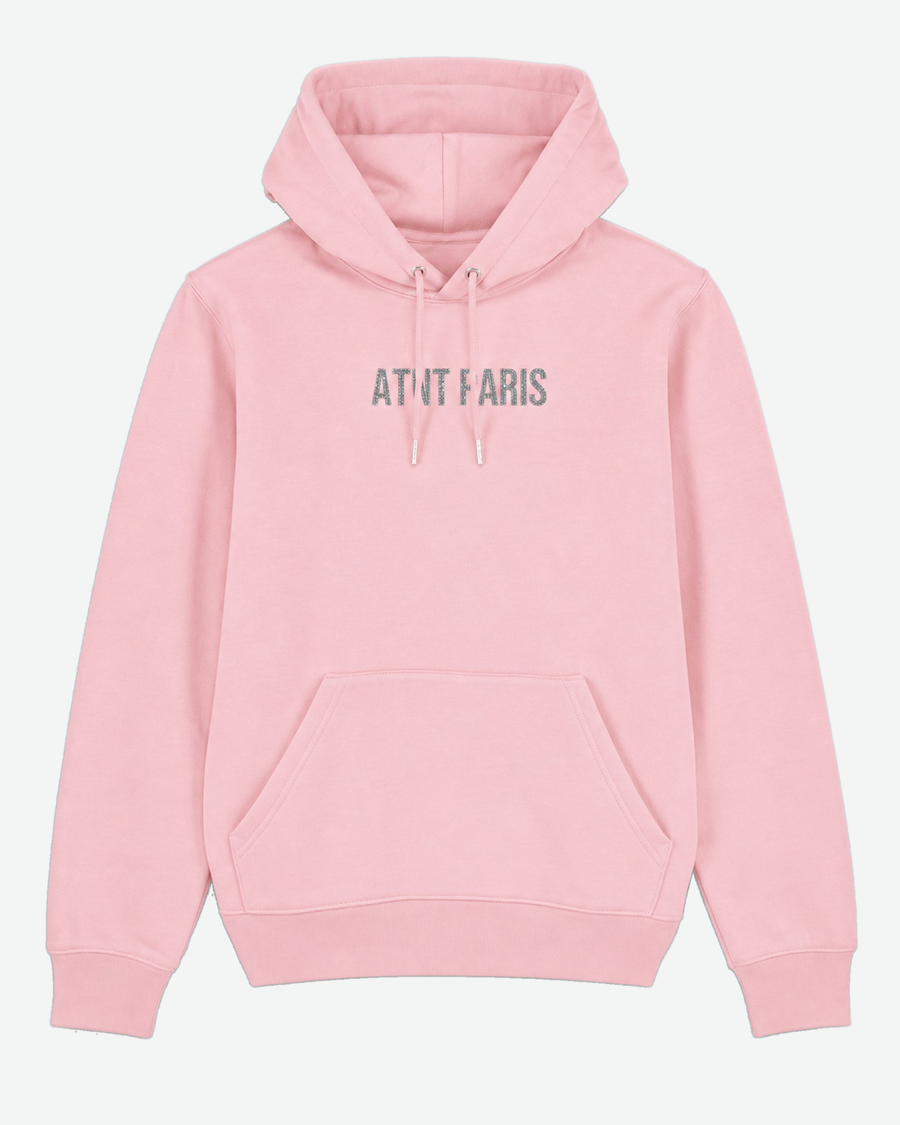 Sweat à Capuche Rose Clair Dark Angel Strass – ATNT Paris