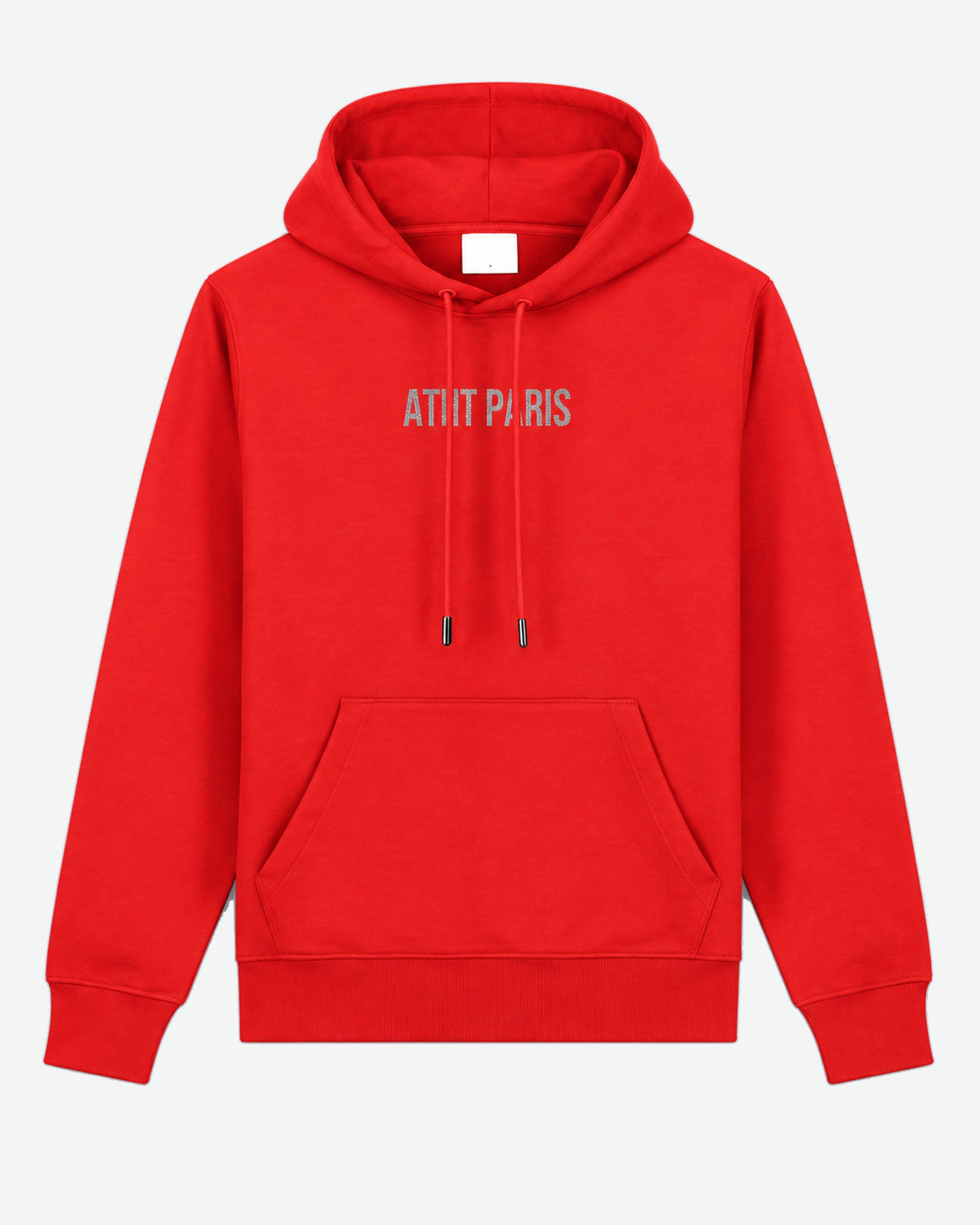 Sweat à Capuche Rouge Dark Angel Strass – ATNT Paris — vue de face, fond gris clair #F3F4F4