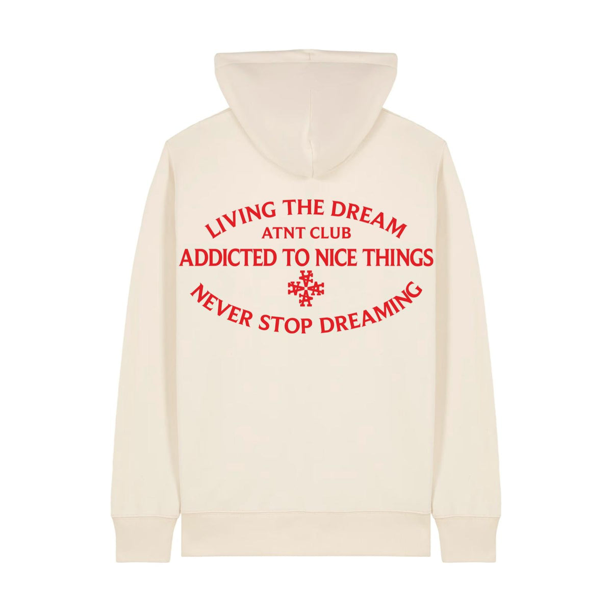 Gilet zippé blanc cassé Never Stop Dreaming ATNT PARIS, vue de dos.