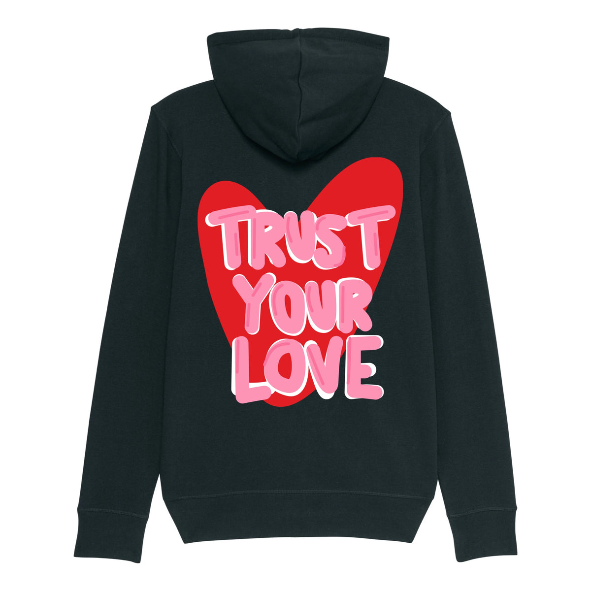 Gilet zippé noir Trust Your Love ATNT PARIS, vue de dos.
