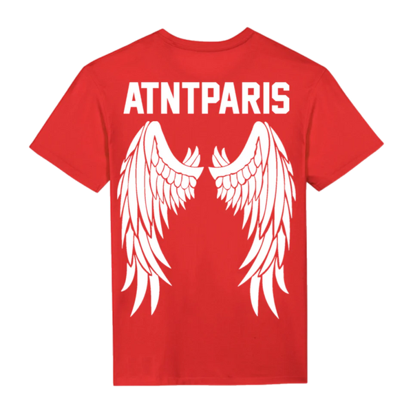 t shirt unisexe rouge ailes d'anges atnt paris
