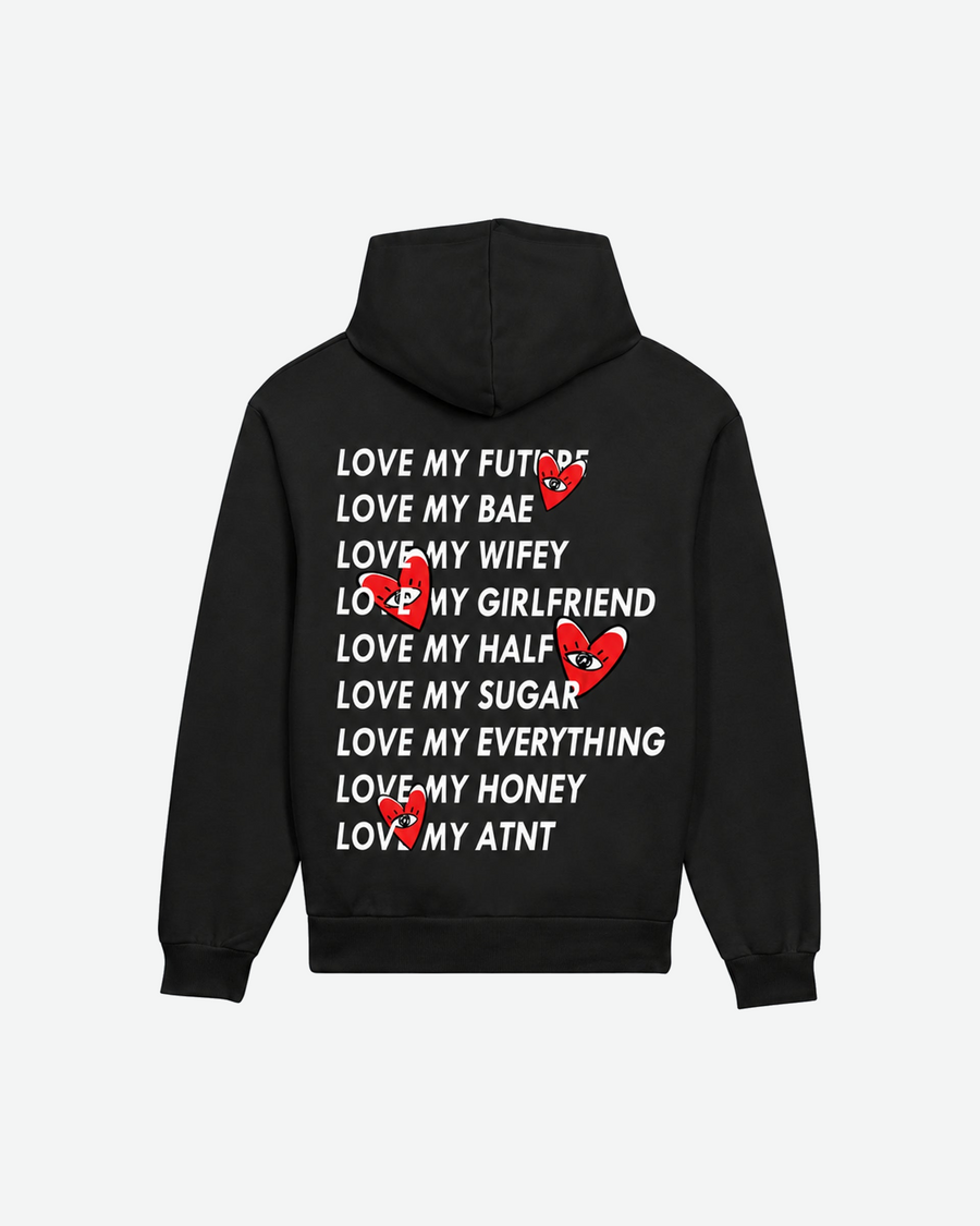 Sweat Capuche Noir Love Heart
