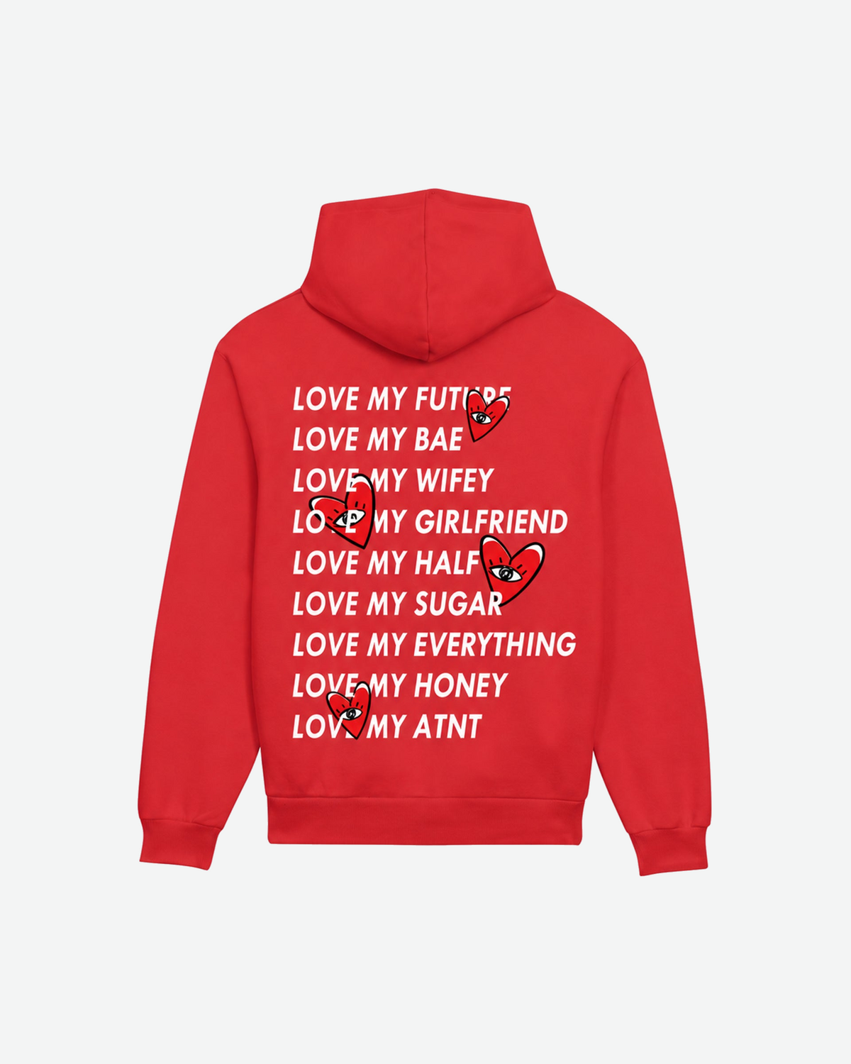 Sweat Love Heart rouge ATNT PARIS, dos à plat, fond #F3F4F4, 1920 × 2400 px