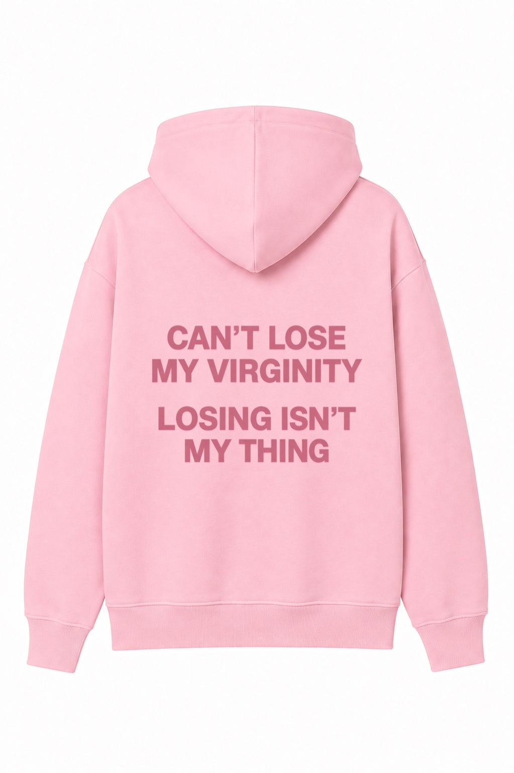 Sweat à capuche rose Can't Lose My Virginity ATNT PARIS, vue de dos.
