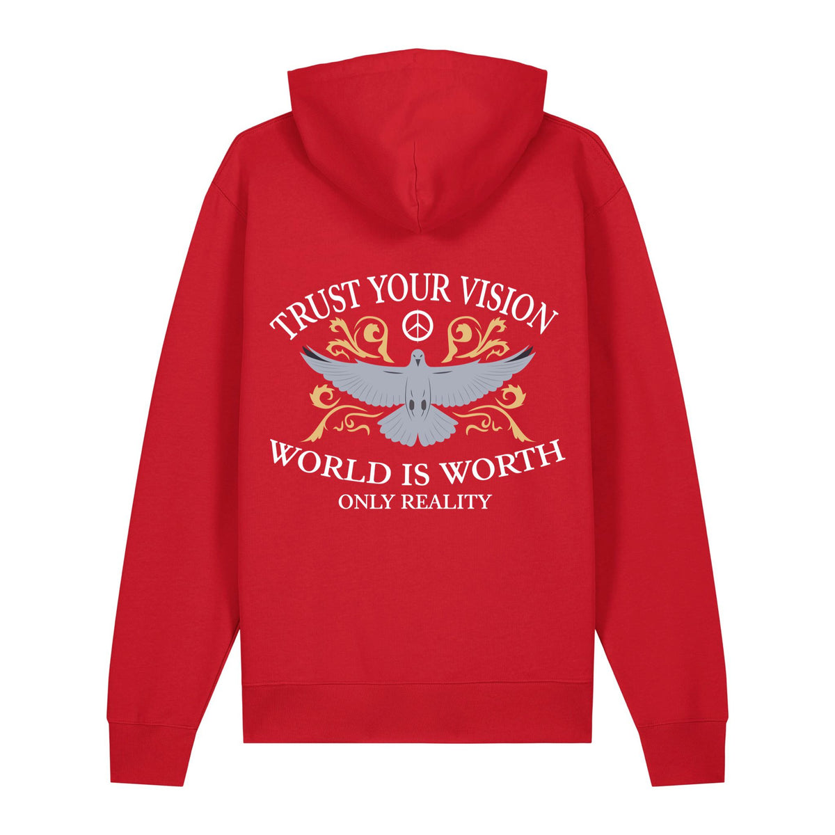 Sweat à capuche rouge Trust Your Vision ATNT PARIS, vue de dos.
