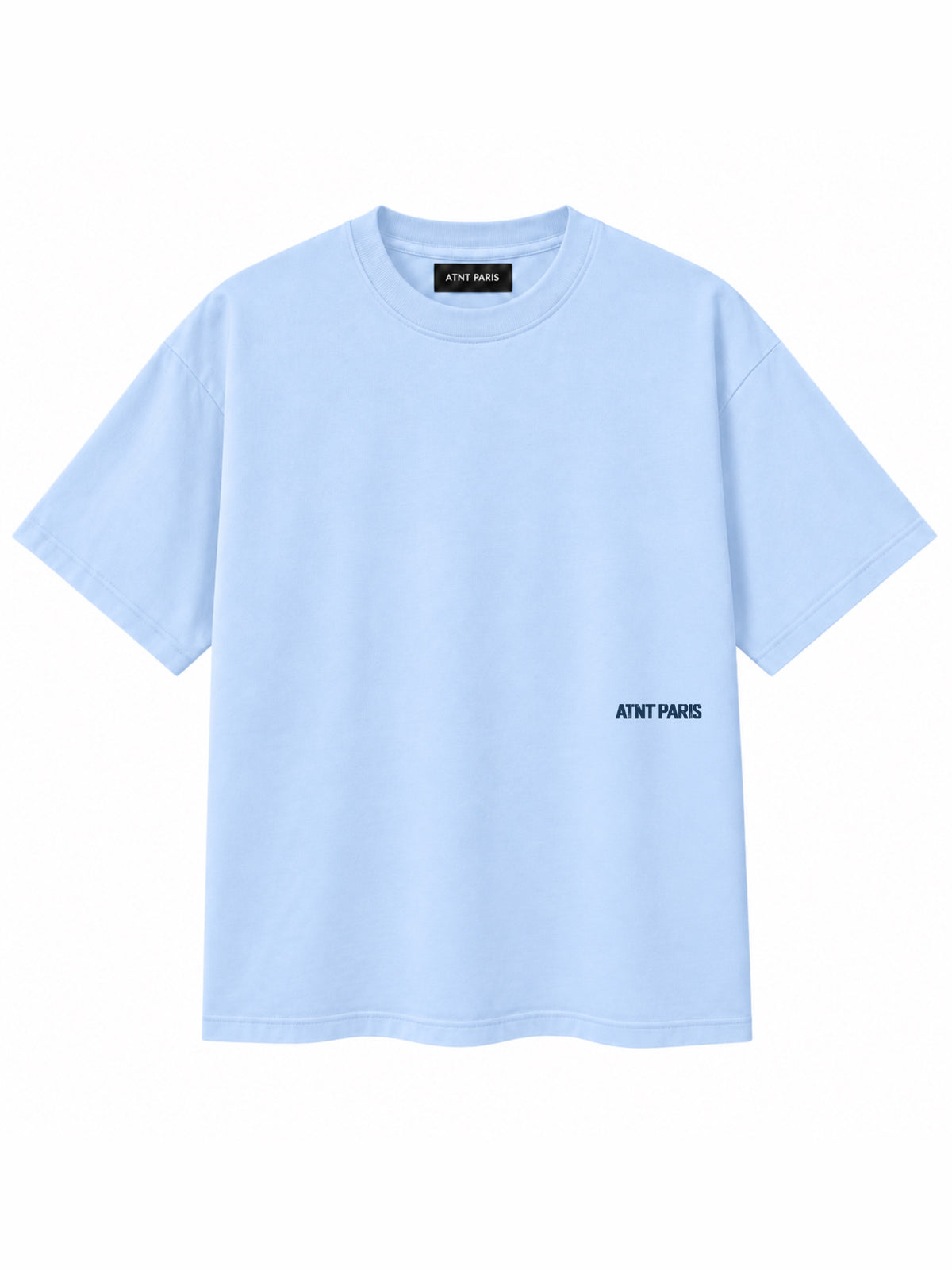 T-shirt Already Famous bleu ciel ATNT PARIS, vue de face.
