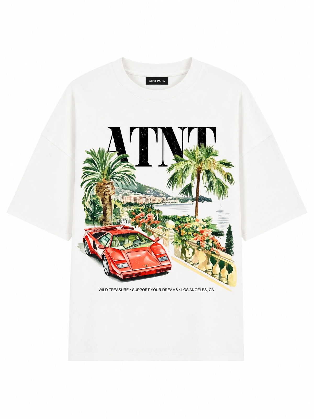 T-shirt oversize ample support your dream blanc ATNT PARIS, vue de face.