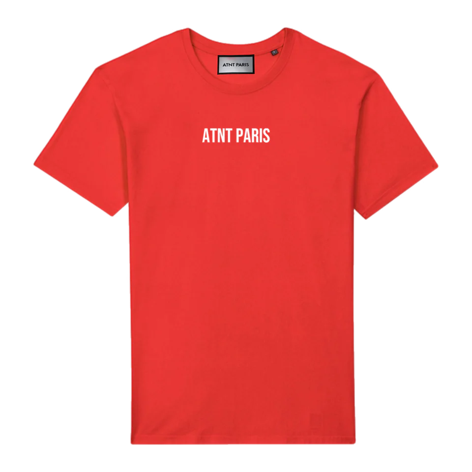 T-shirt unisexe Dark Angel rouge ATNT PARIS, vue de face.