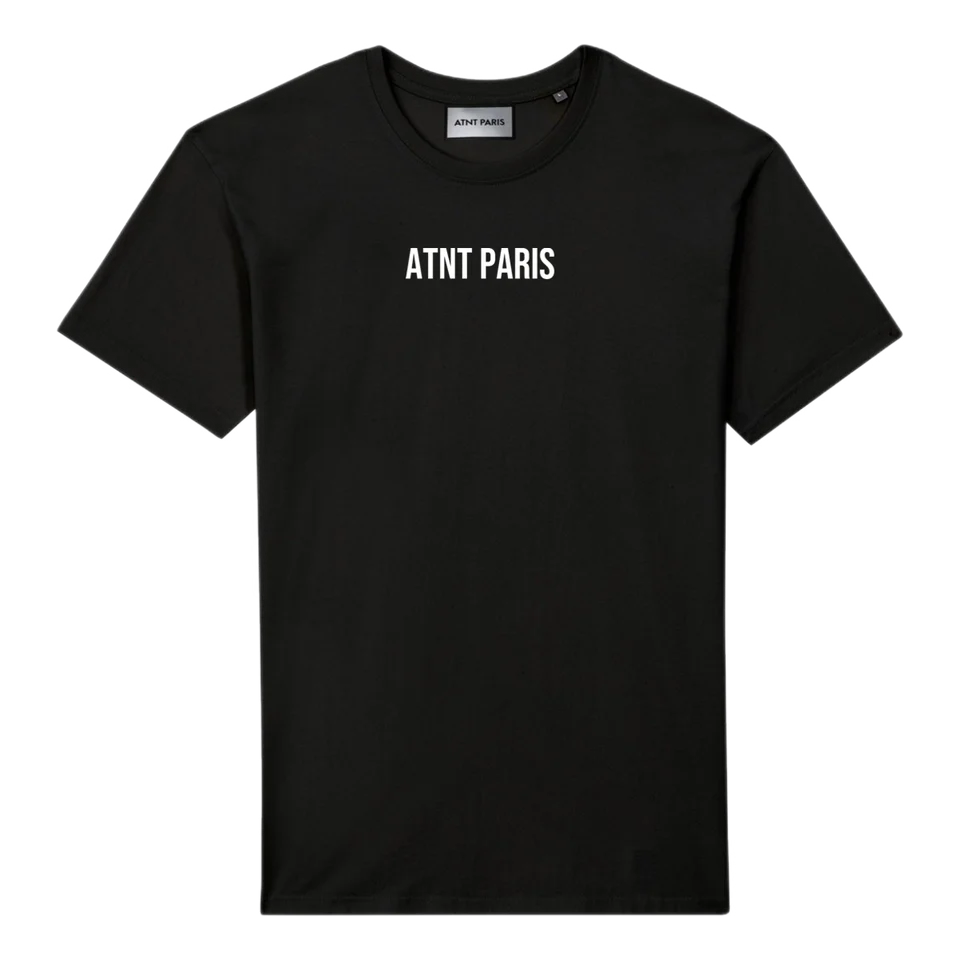 T-shirt unisexe fuck noir ATNT PARIS, vue de face.