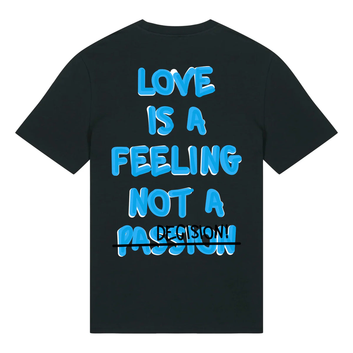 T-shirt unisexe noir Love Is a Feeling ATNT PARIS, vue de dos.