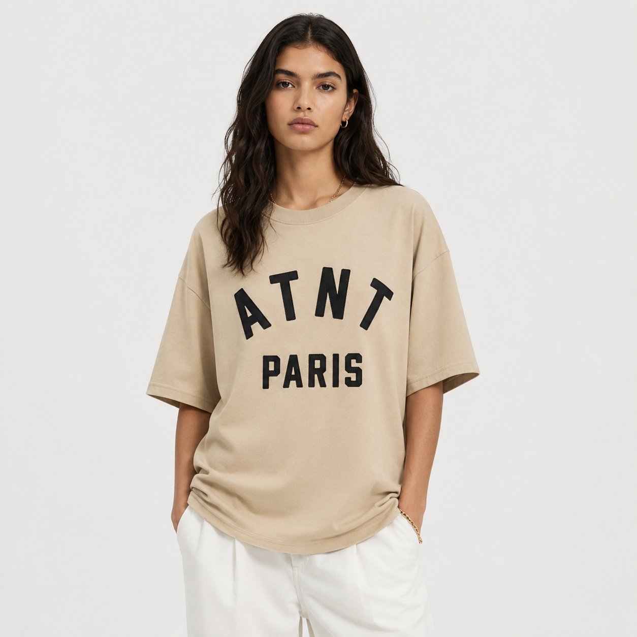 t shirt beige atnt paris  arche femme