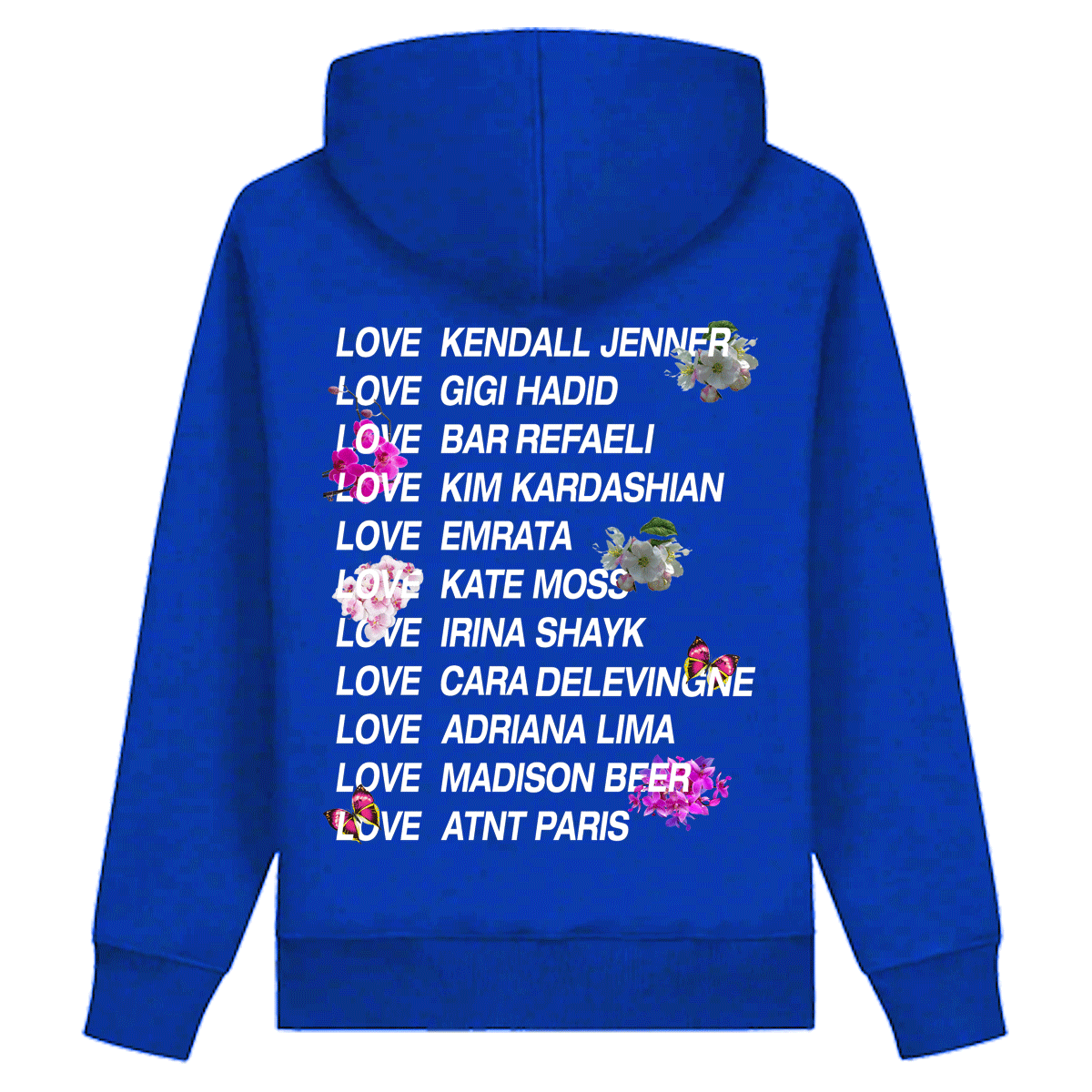 Sweat Capuche Bleu Roi Love Flower