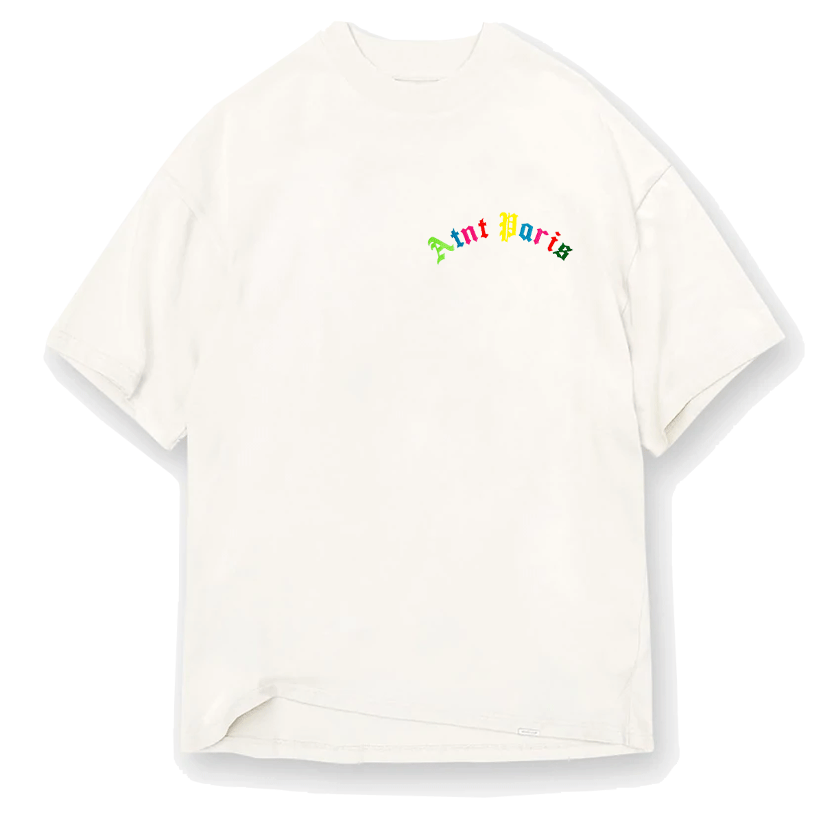 Atnt color t-shirt oversize blanc brodé ATNT PARIS, vue de face.